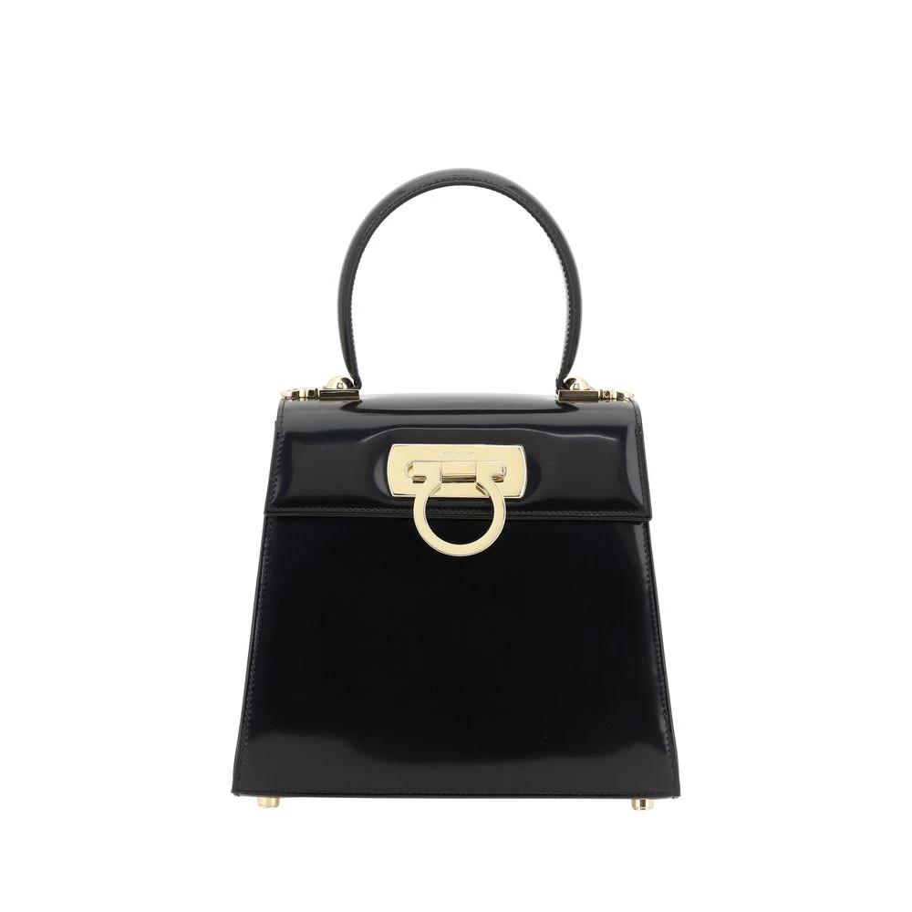 Ferragamo Black Calf Leather Bos Taurus Handbag by Ferragamo