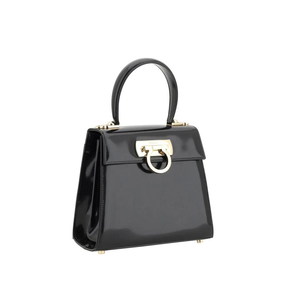 Ferragamo Black Calf Leather Bos Taurus Handbag by Ferragamo