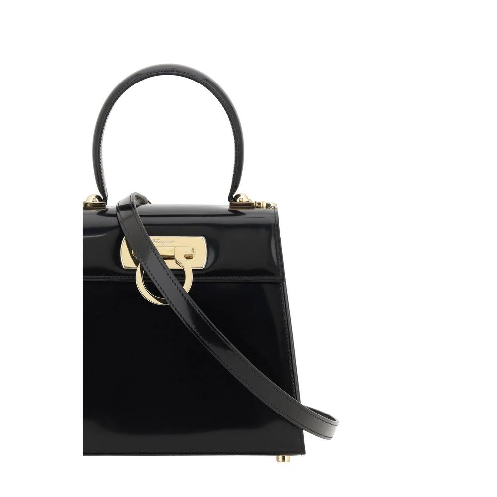 Ferragamo Black Calf Leather Bos Taurus Handbag by Ferragamo