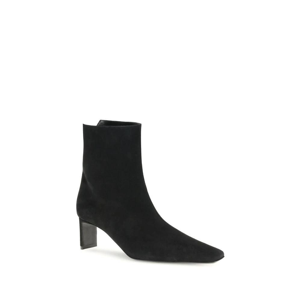 Khaite Black Calf Leather Bos Taurus Ankle Boots by Khaite