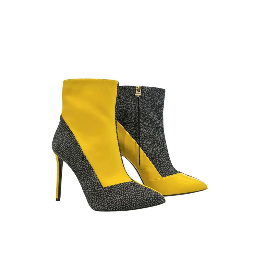 Bottes pour femmes en cuir véritable jaune Borbonese