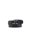 Ferragamo Black Calf Leather Bos Taurus Regular Belt by Ferragamo