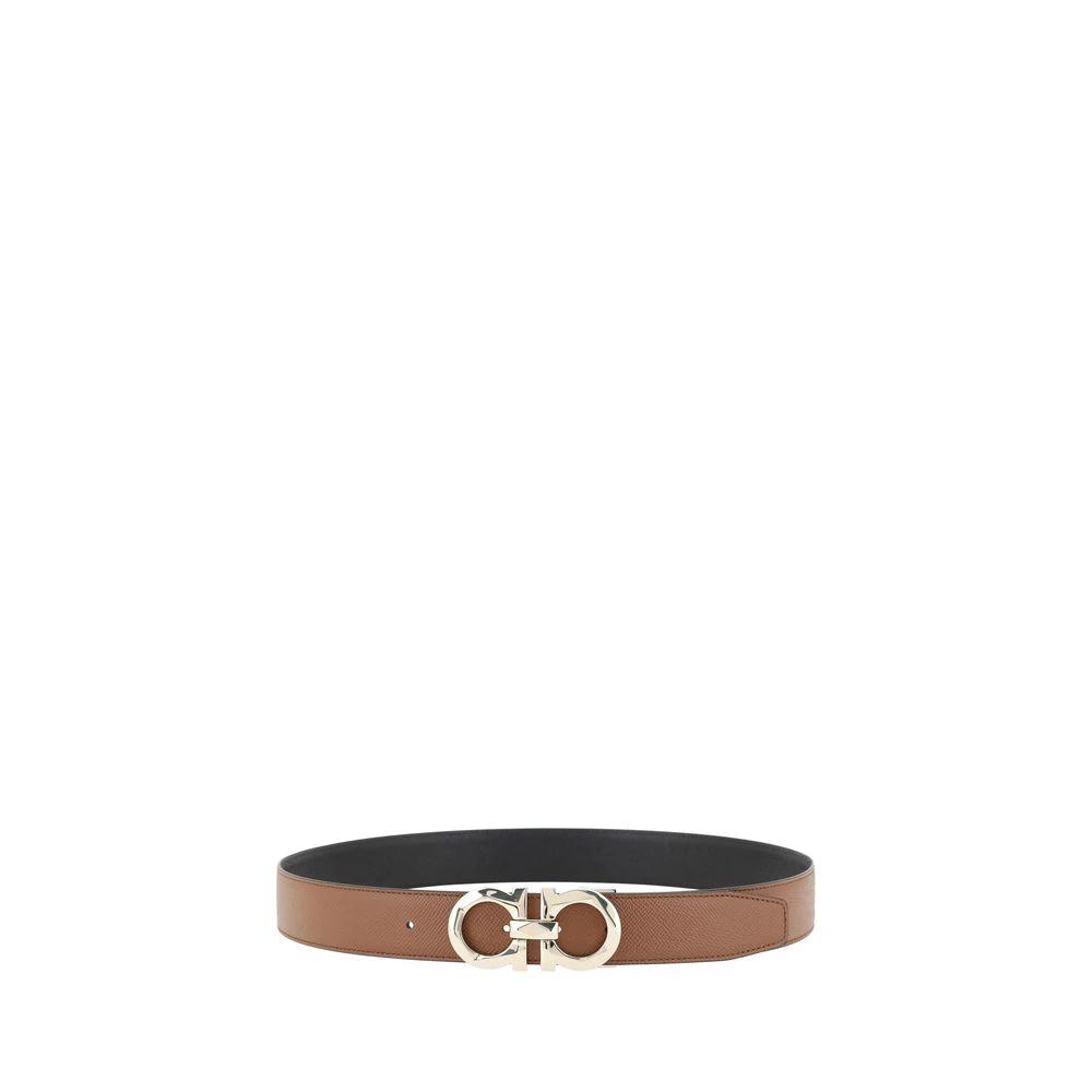 Ferragamo Brown Calf Leather Bos Taurus Regular Belt by Ferragamo