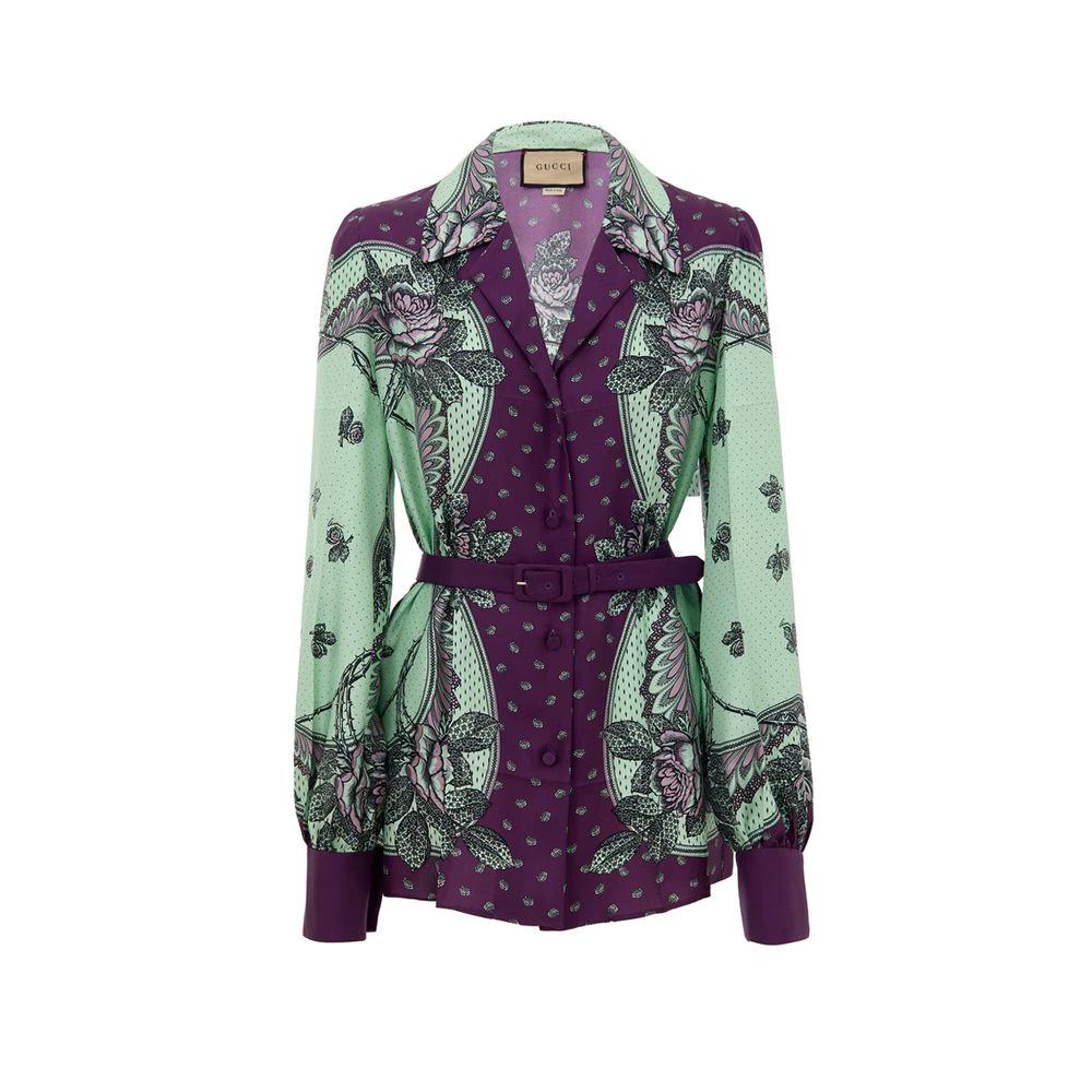 Gucci Green Silk Pattern Shirt by Gucci
