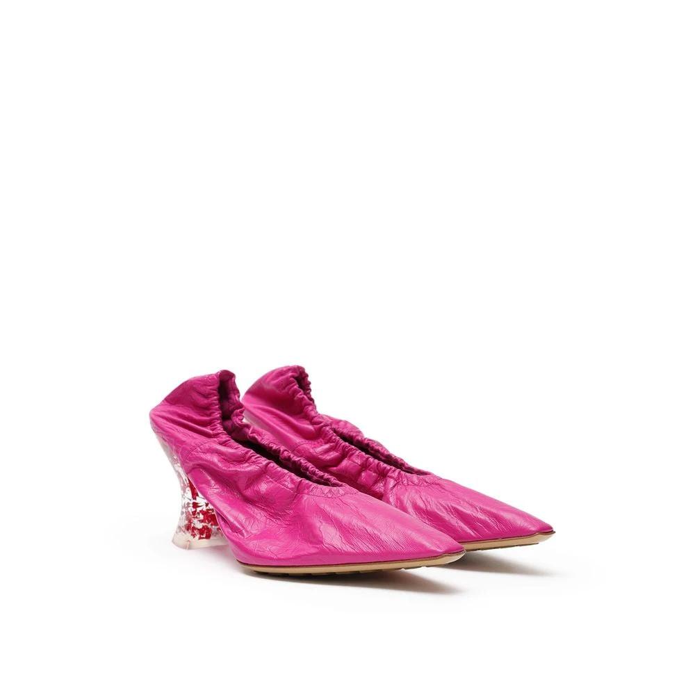Bottega Veneta Fuchsia Leather Slippers by Bottega Veneta