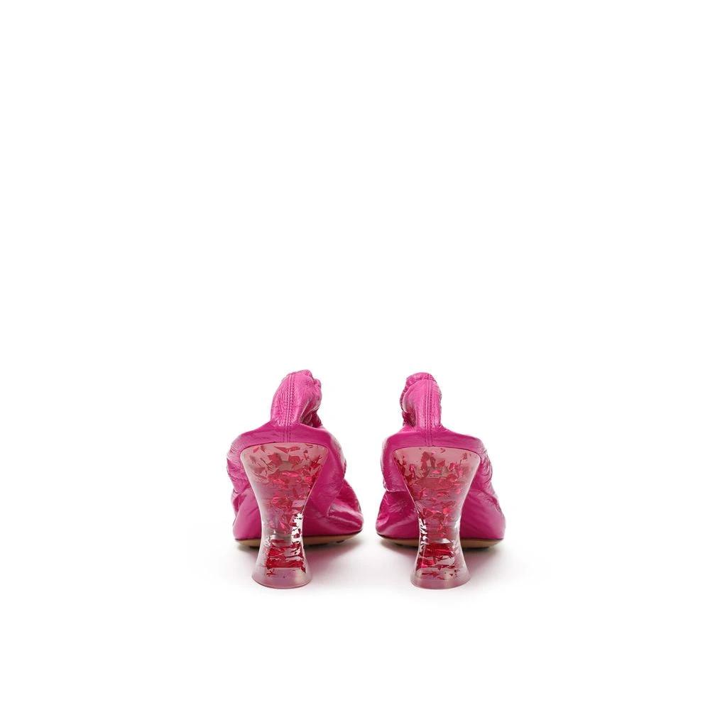 Bottega Veneta Fuchsia Leather Slippers by Bottega Veneta