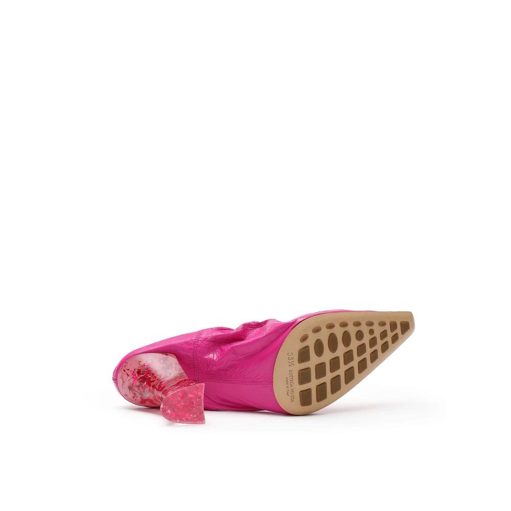 Bottega Veneta Fuchsia Leather Slippers by Bottega Veneta