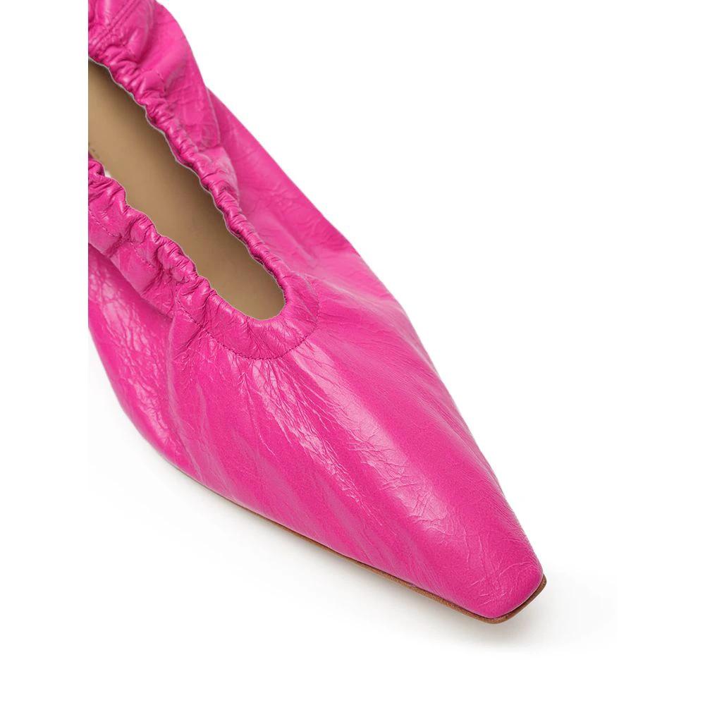Bottega Veneta Fuchsia Leather Slippers by Bottega Veneta