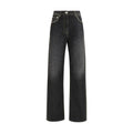 Versace Black Cotton Straight-Leg Jeans by Versace