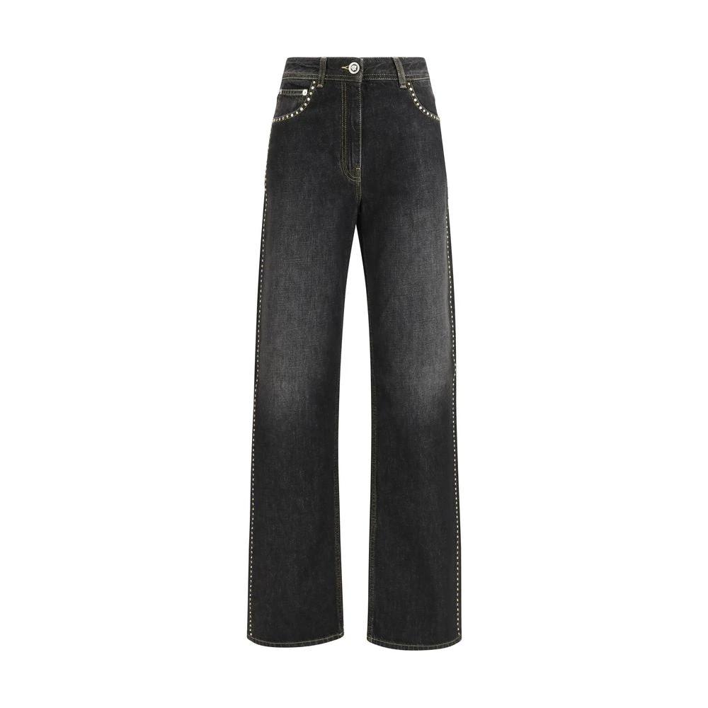 Versace Black Cotton Straight-Leg Jeans by Versace