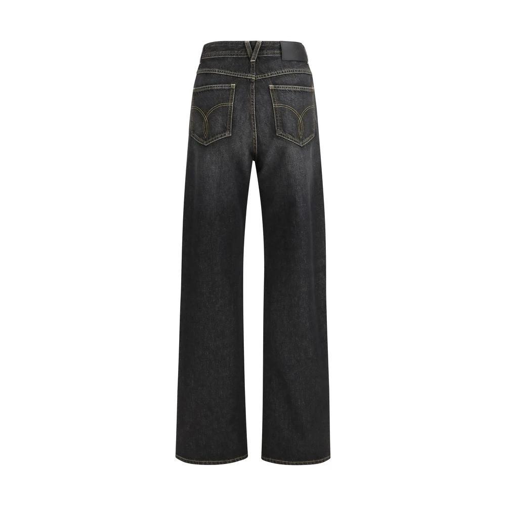 Versace Black Cotton Straight-Leg Jeans by Versace