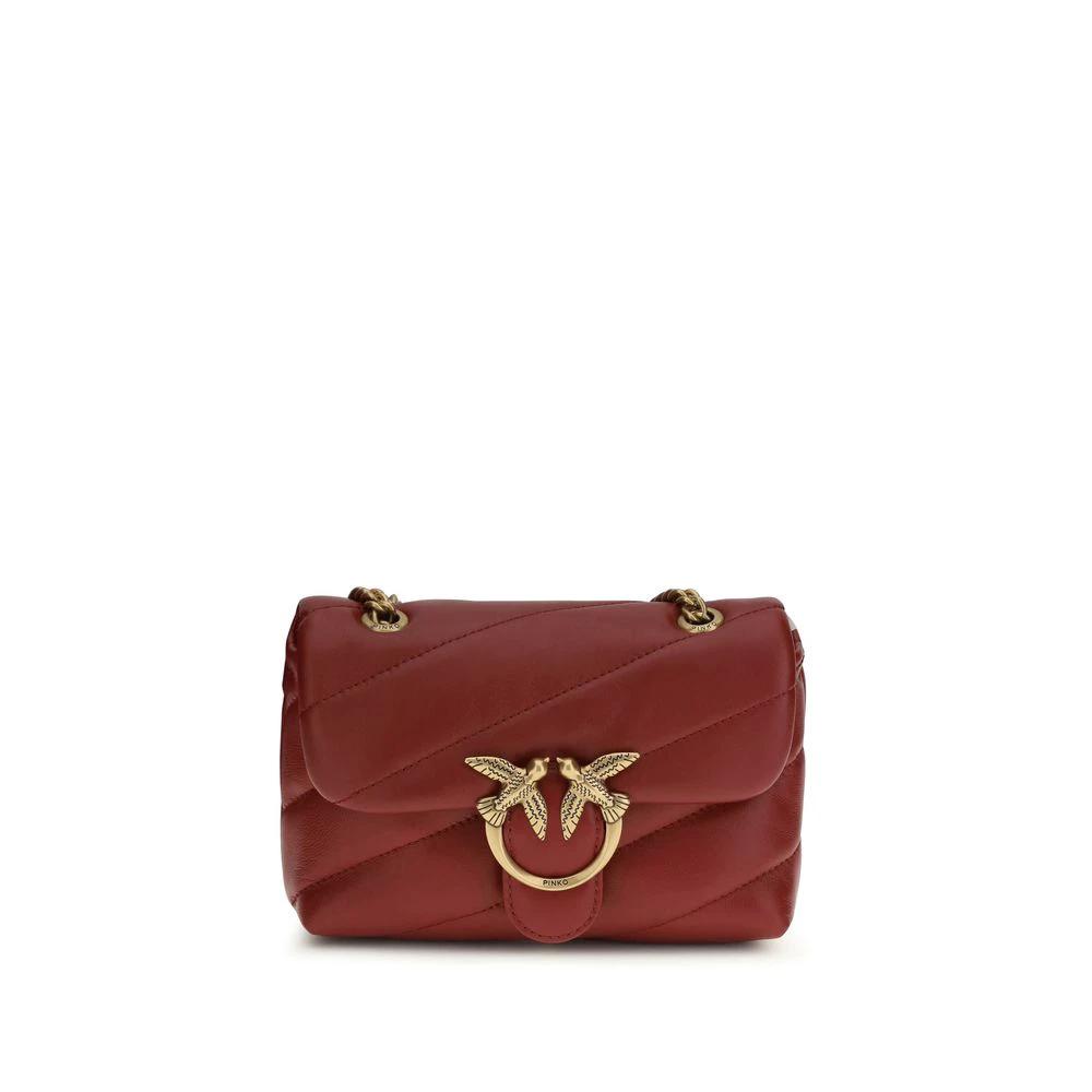 PINKO Bordeaux Calf Leather Bos Taurus Shoulder Bag by PINKO
