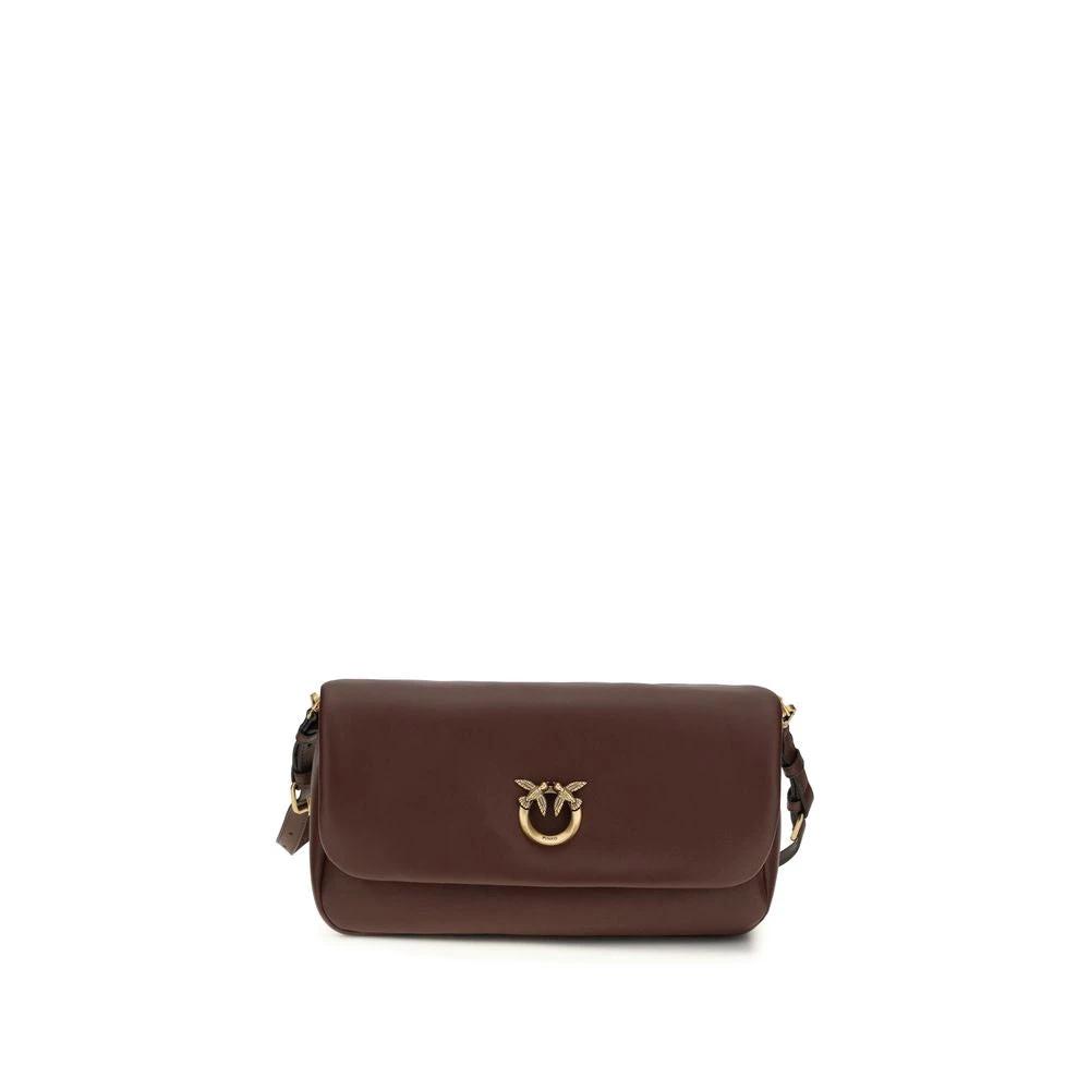 PINKO Brown Calf Leather Bos Taurus Shoulder Bag by PINKO