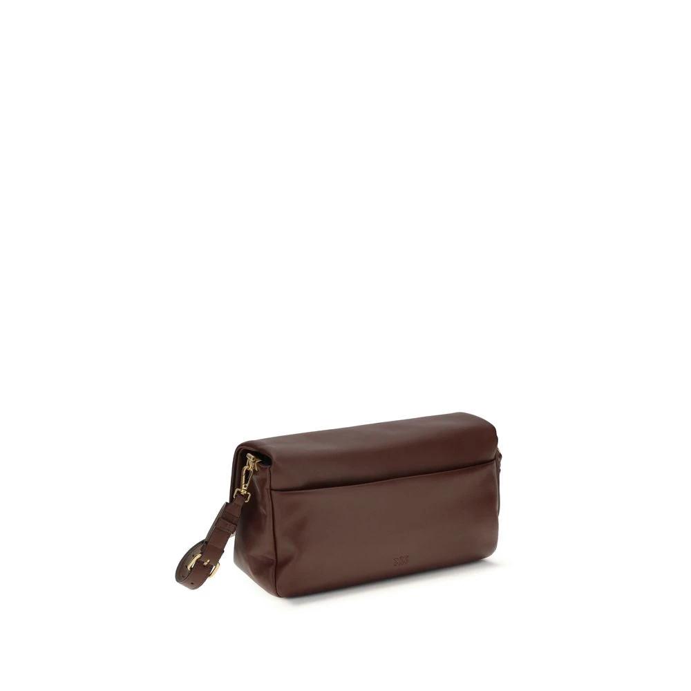 PINKO Brown Calf Leather Bos Taurus Shoulder Bag by PINKO