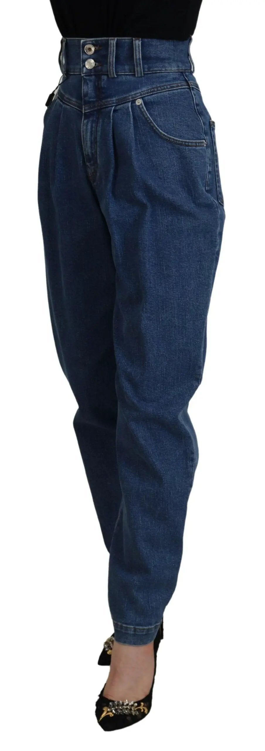 Dolce & Gabbana Blue Cotton High-Waisted Jean