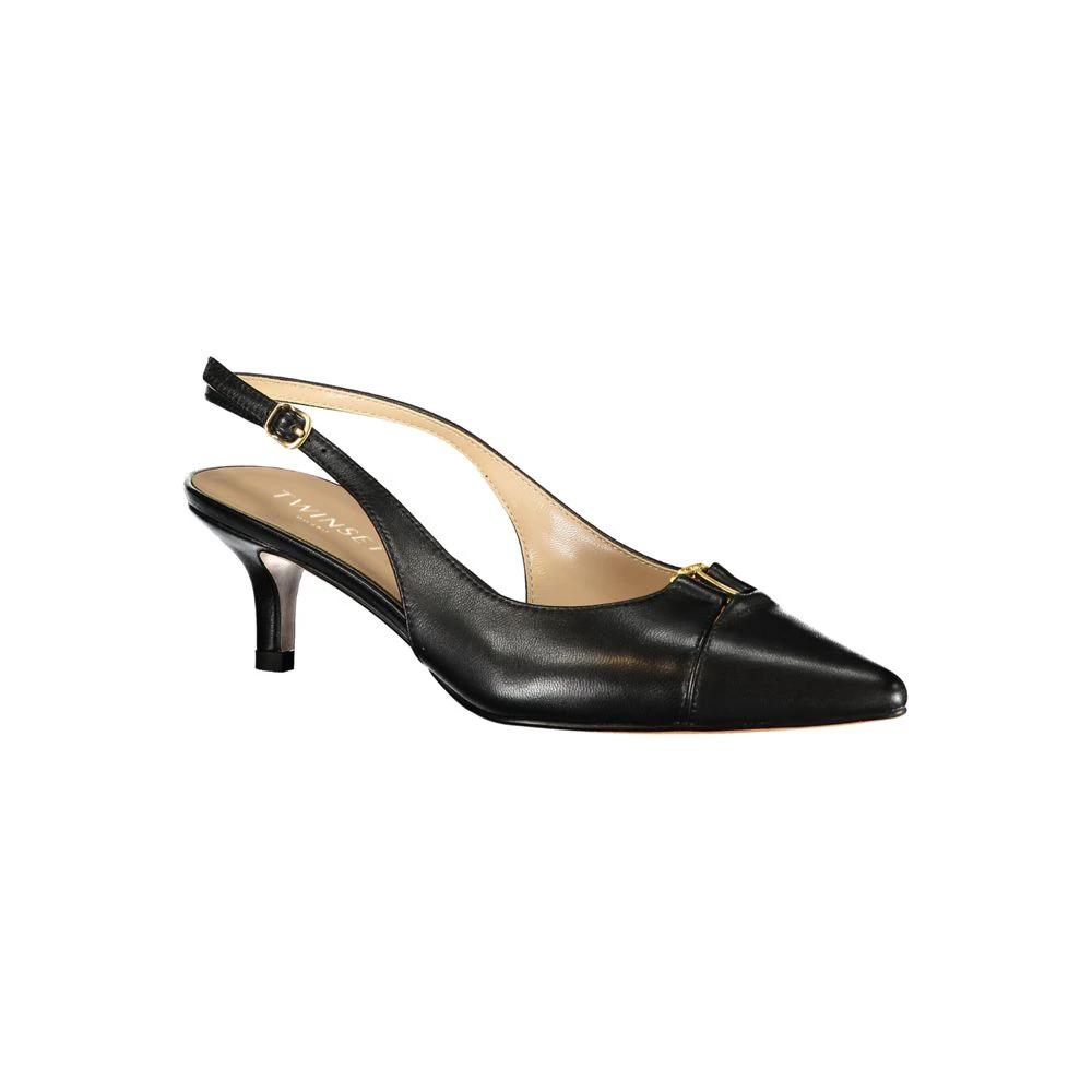 Sandales pour femmes en cuir noir Twinset