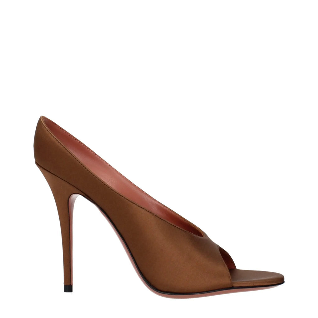 Escarpins à talons hauts en satin marron Amina Muaddi