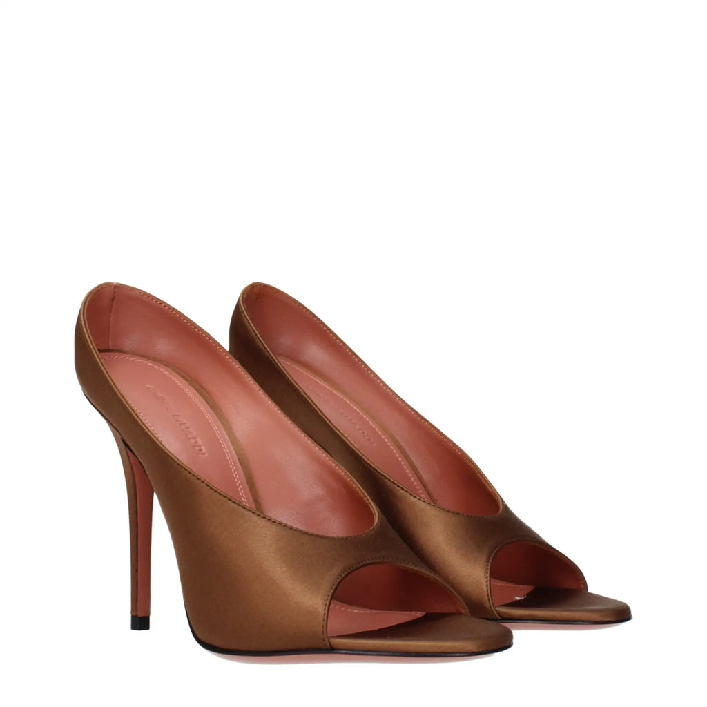 Escarpins à talons hauts en satin marron Amina Muaddi