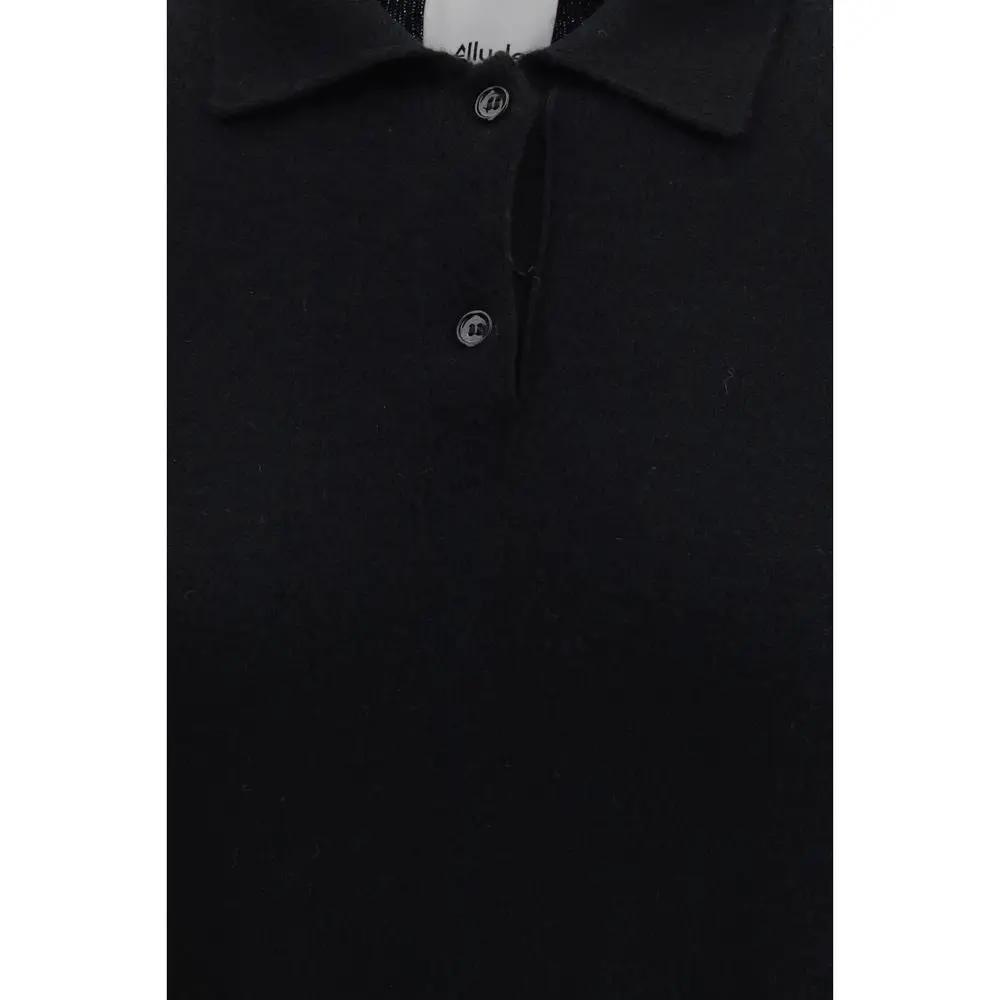 Allude Black Cashmere Polo Shirt