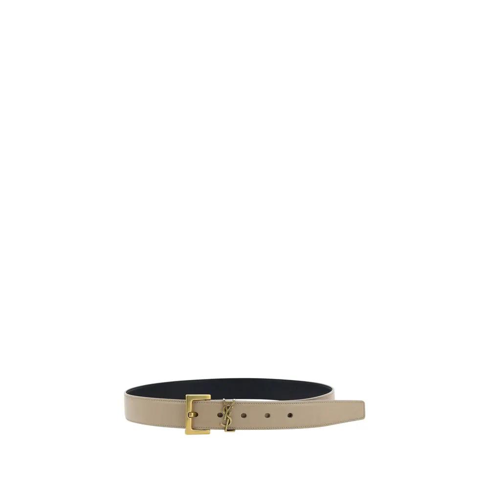 Ceinture Saint Laurent Bos Taurus Regular en cuir de veau marron