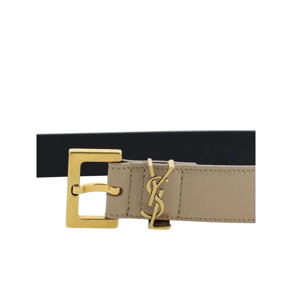 Ceinture Saint Laurent Bos Taurus Regular en cuir de veau marron