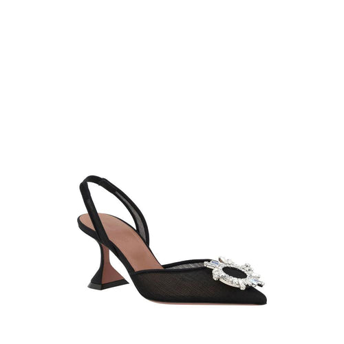Escarpins à talons hauts en polyester noir Amina Muaddi