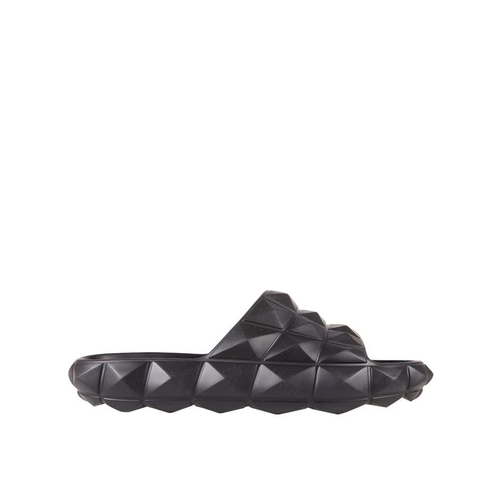 Valentino Garavani Black Rubber Slippers by Valentino Garavani