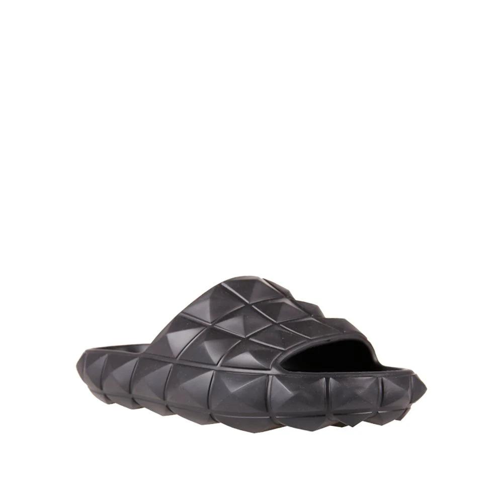 Valentino Garavani Black Rubber Slippers by Valentino Garavani