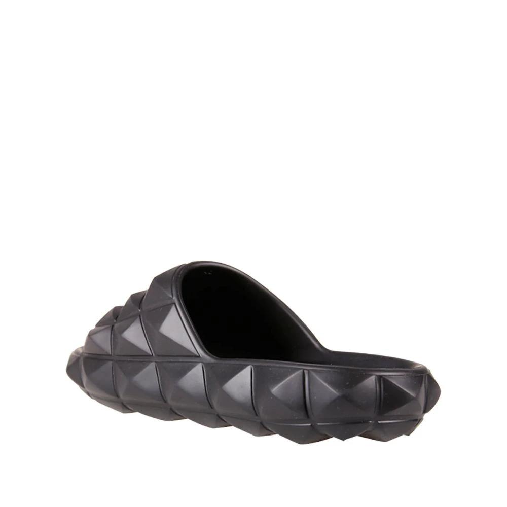 Valentino Garavani Black Rubber Slippers by Valentino Garavani