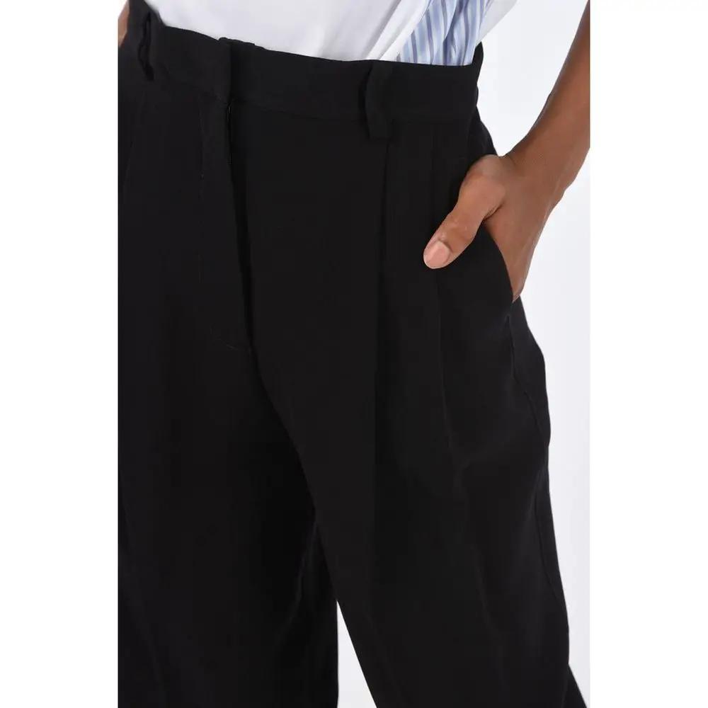 Pantalon noir taille haute femme – Tory Burch double plis élégant