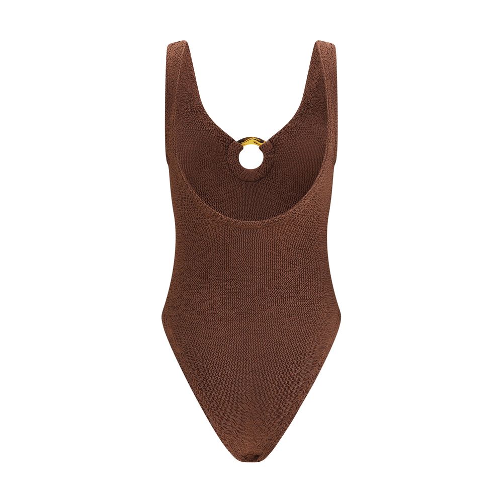 Maillot de bain une pièce en polyamide marron Hunza G