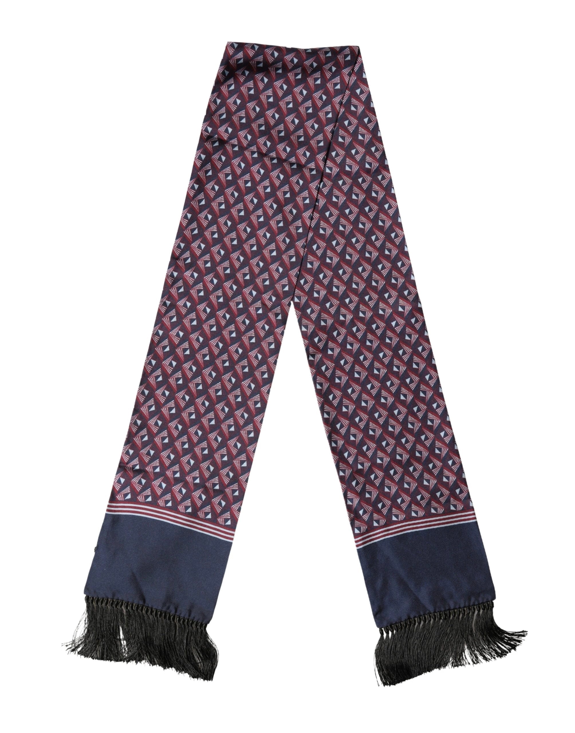 Dolce & Gabbana Multicolor Geometric Pattern Silk Fringe 142cm X 15cm Scarf by Dolce & Gabbana