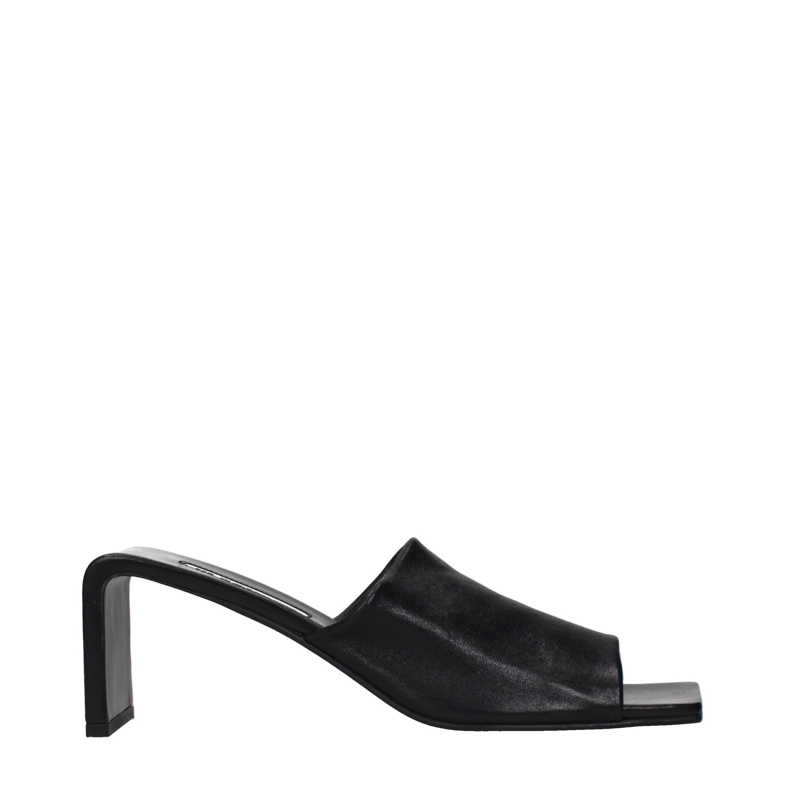 Sandales à talons aiguilles en cuir noir Jil Sander