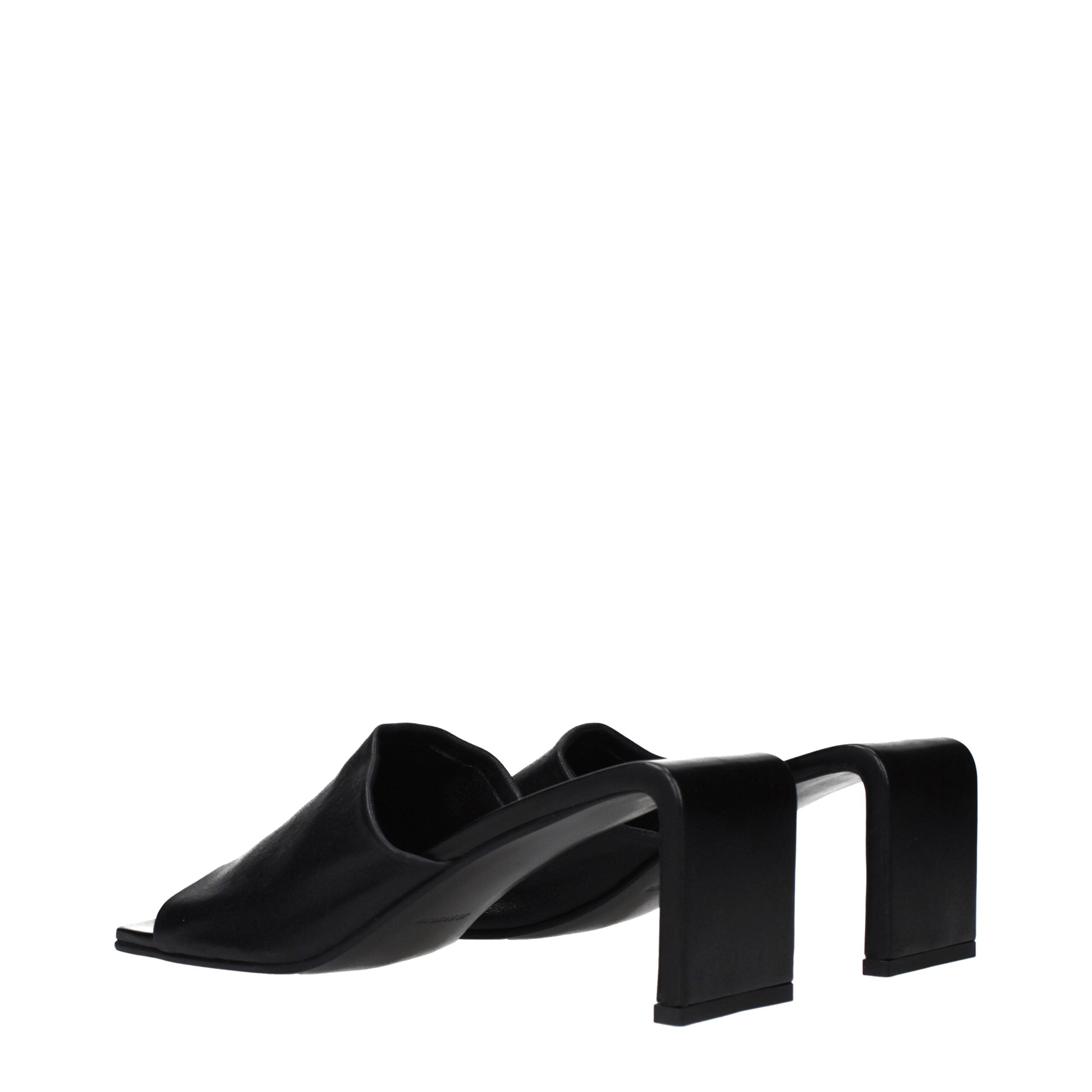 Sandales à talons aiguilles en cuir noir Jil Sander