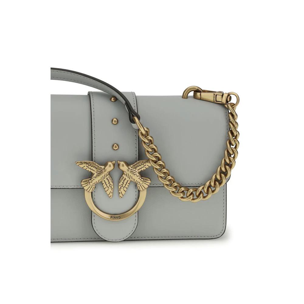 PINKO Gray Calf Leather Bos Taurus Shoulder Bag by PINKO