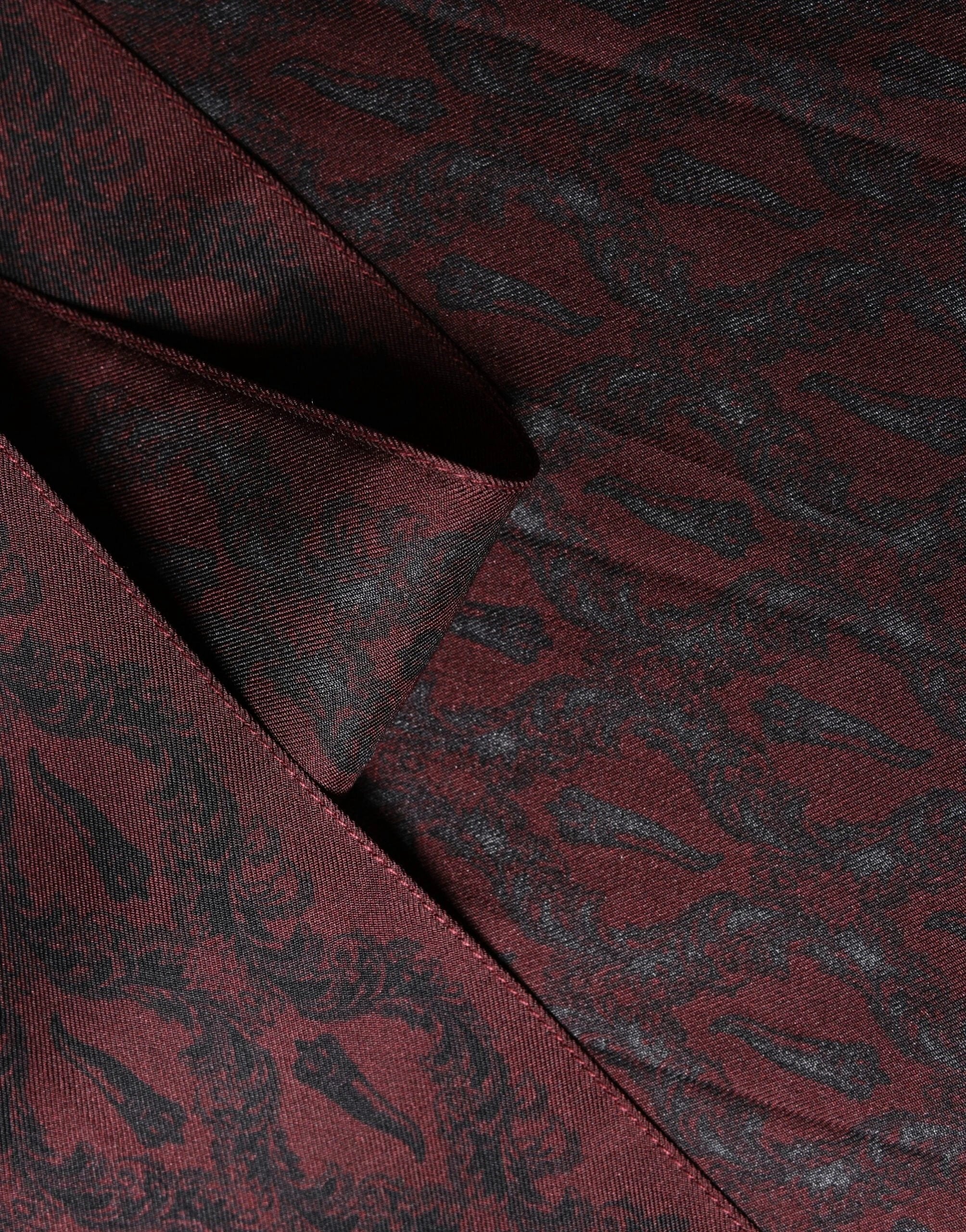 Dolce & Gabbana Burgundy Black Silk Paisley Foulard 135cm X 22cm Scarf by Dolce & Gabbana