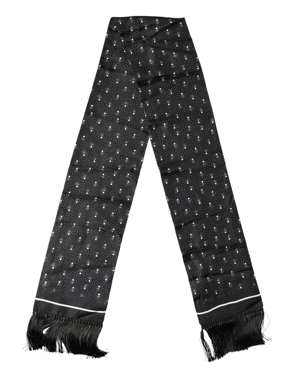 Dolce & Gabbana Black White Silk Dotted Print Foulard 140cm X 15cm Scarf by Dolce & Gabbana
