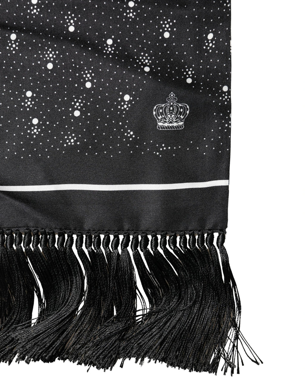 Dolce & Gabbana Black White Silk Dotted Print Foulard 140cm X 15cm Scarf by Dolce & Gabbana