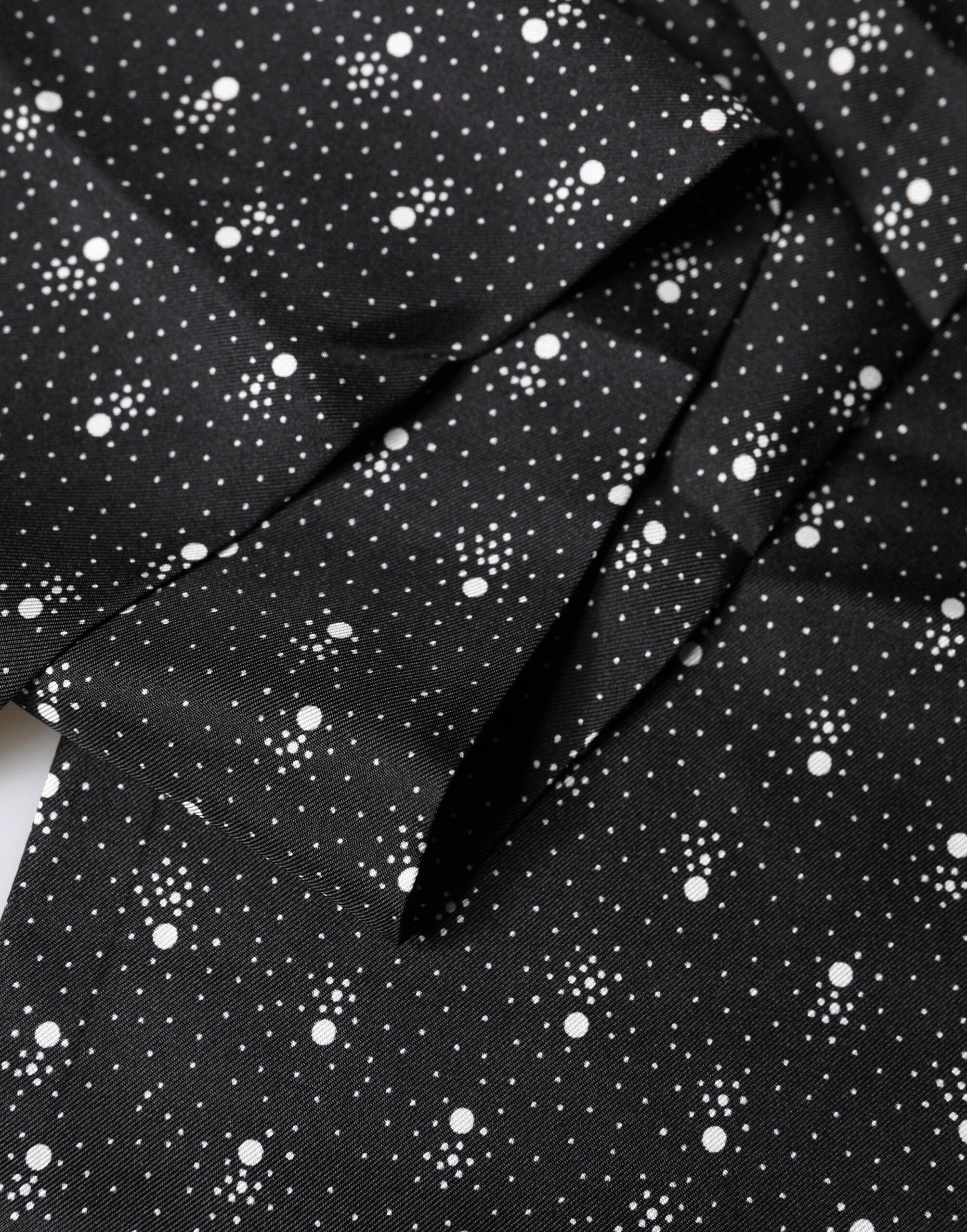 Dolce & Gabbana Black White Silk Dotted Print Foulard 140cm X 15cm Scarf by Dolce & Gabbana