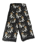 Dolce & Gabbana Black Dog Print Modal Wool Wrap Foulard 178cm X 63cm Scarf by Dolce & Gabbana
