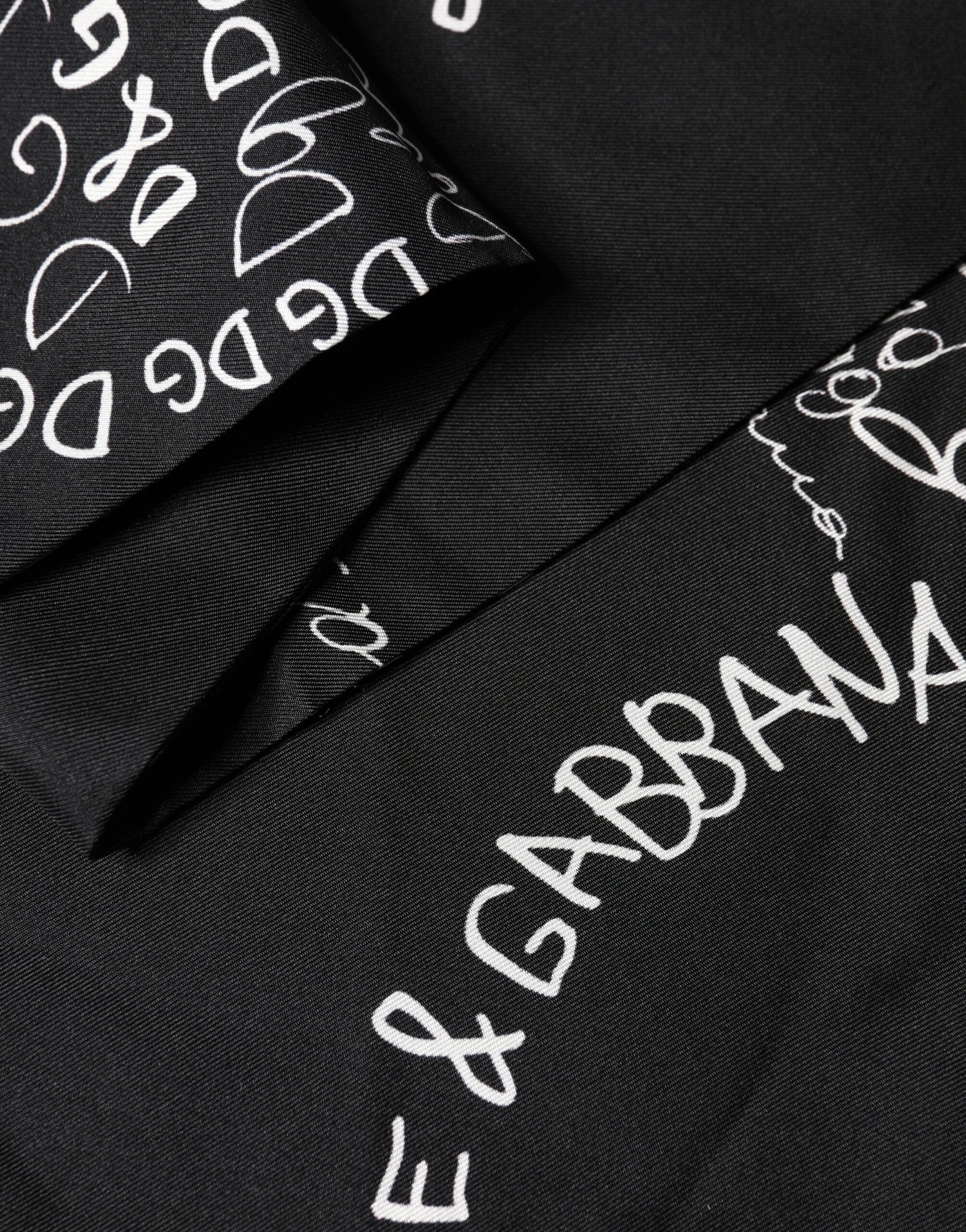 Dolce & Gabbana Black Logo Script Print Sik Foulard 137.5cm X 15cm Scarf by Dolce & Gabbana