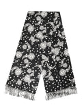 Dolce & Gabbana Black Silk Sun Moon Star Fringe Foulard 178cm X 33cm Scarf by Dolce & Gabbana