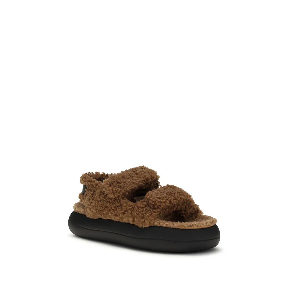Moon Boot Brown Calf Leather Bos Taurus Slippers by Moon Boot