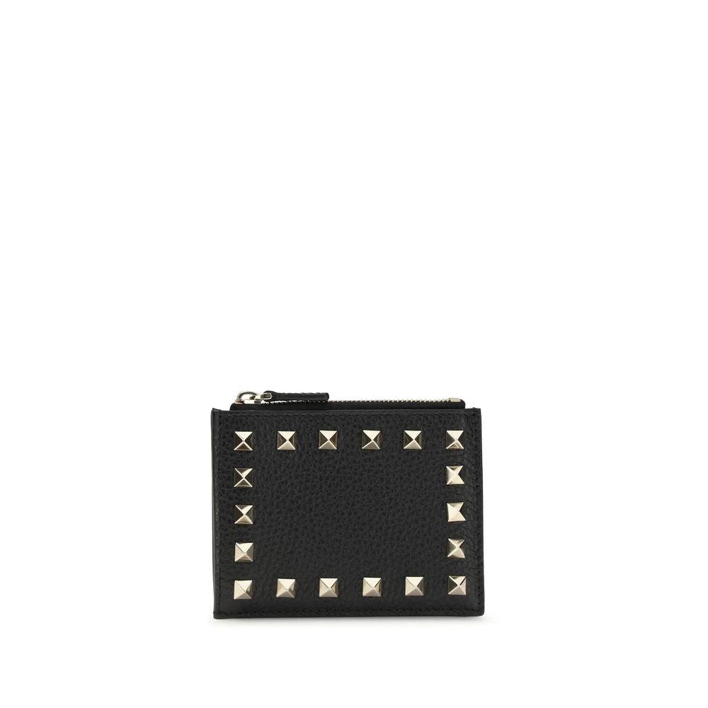 Valentino Garavani Black Calf Leather Bos Taurus Wallet by Valentino Garavani