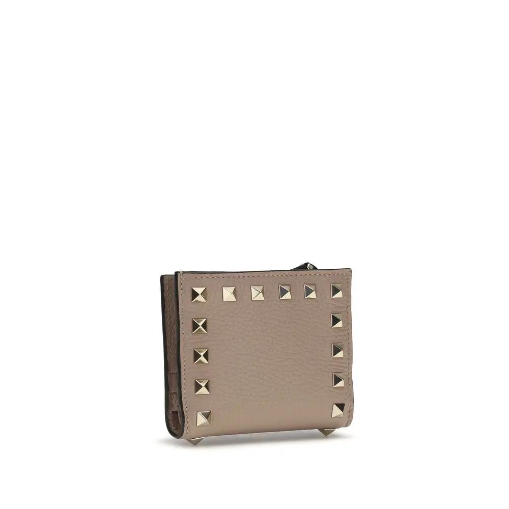 Portefeuille Valentino Garavani en cuir de veau gris Bos Taurus
