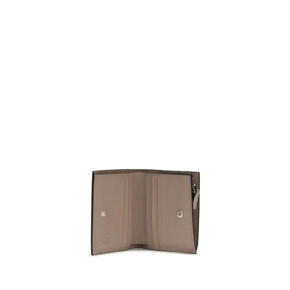 Portefeuille Valentino Garavani en cuir de veau gris Bos Taurus