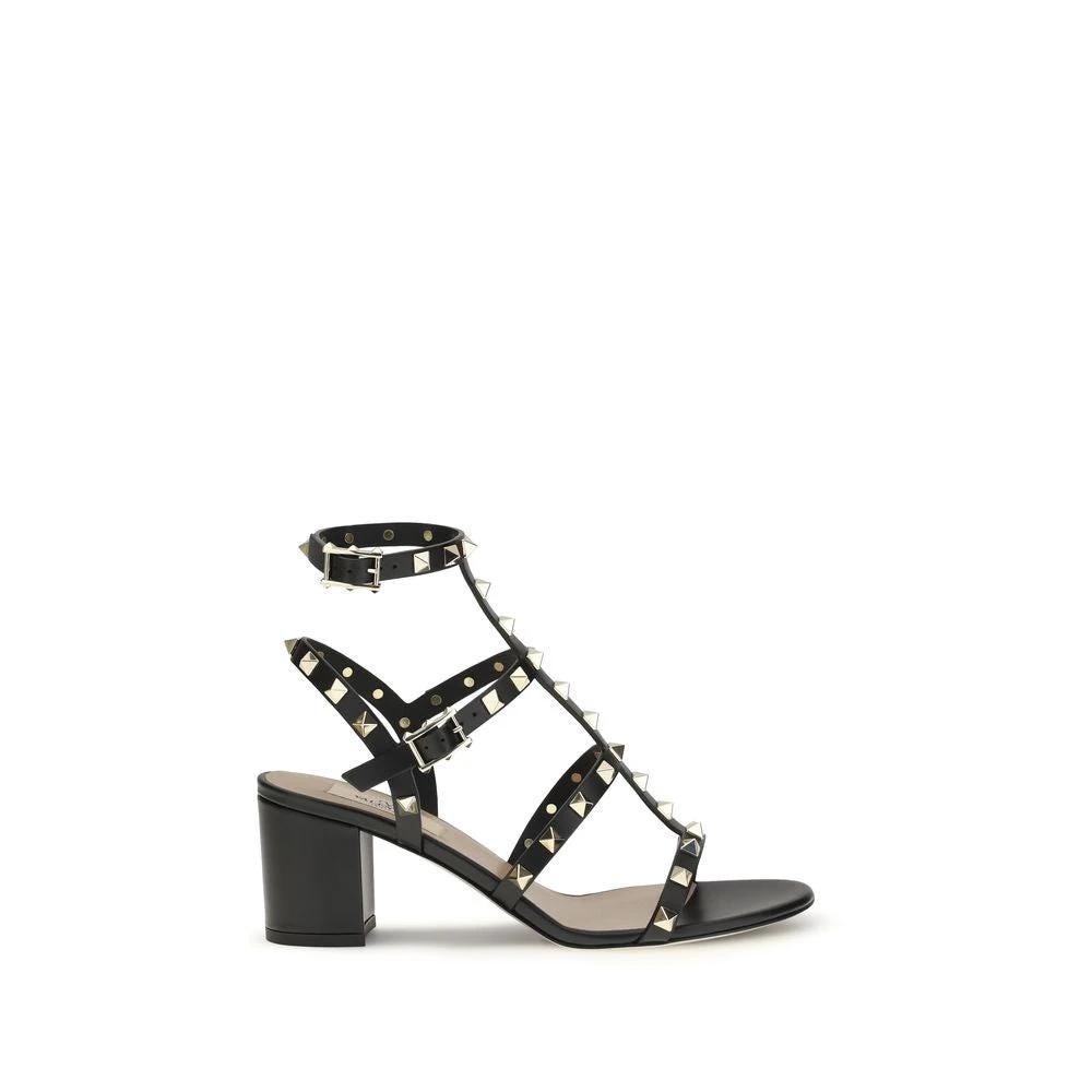 Valentino Garavani Black Calf Leather Bos Taurus Platform Sandals by Valentino Garavani