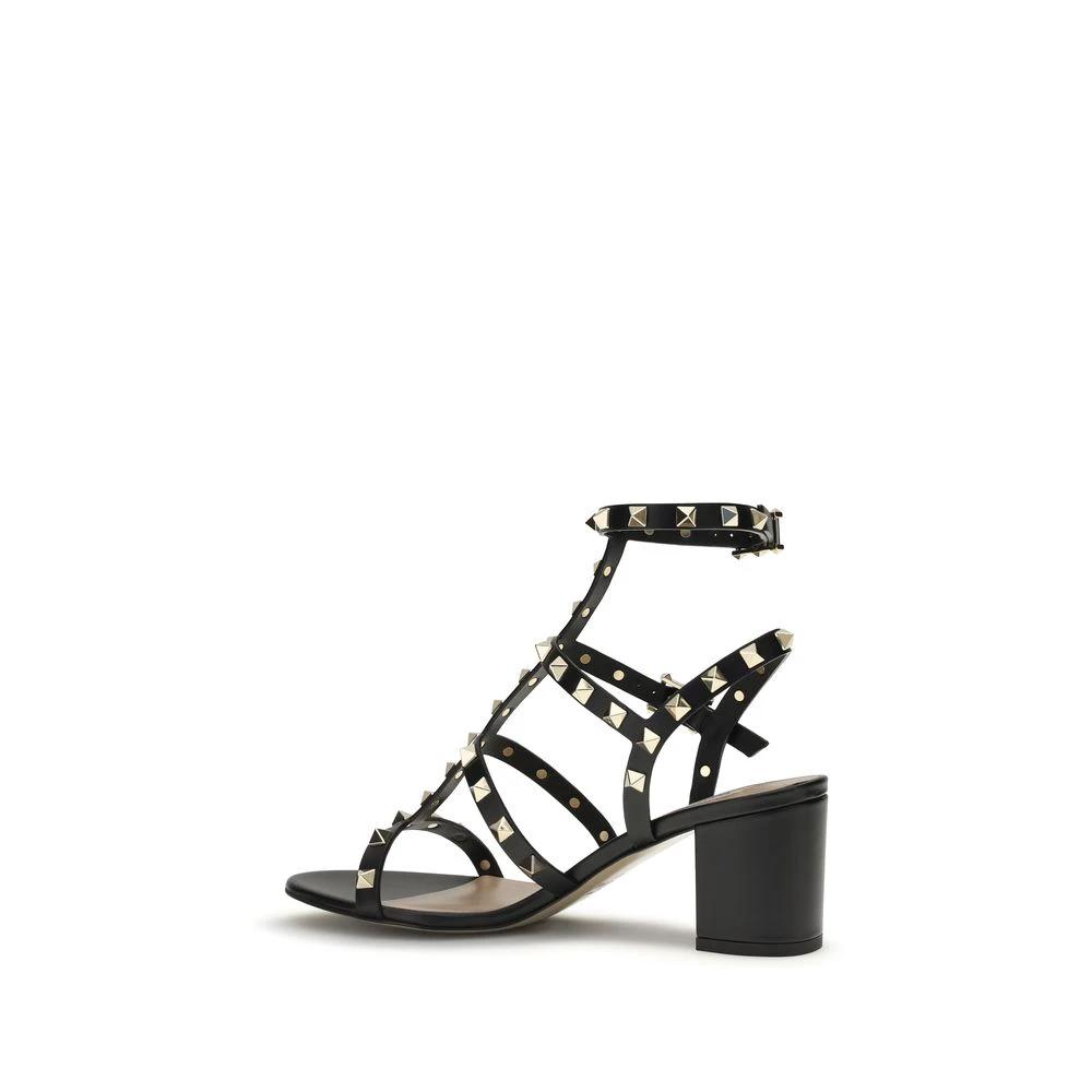 Valentino Garavani Black Calf Leather Bos Taurus Platform Sandals by Valentino Garavani