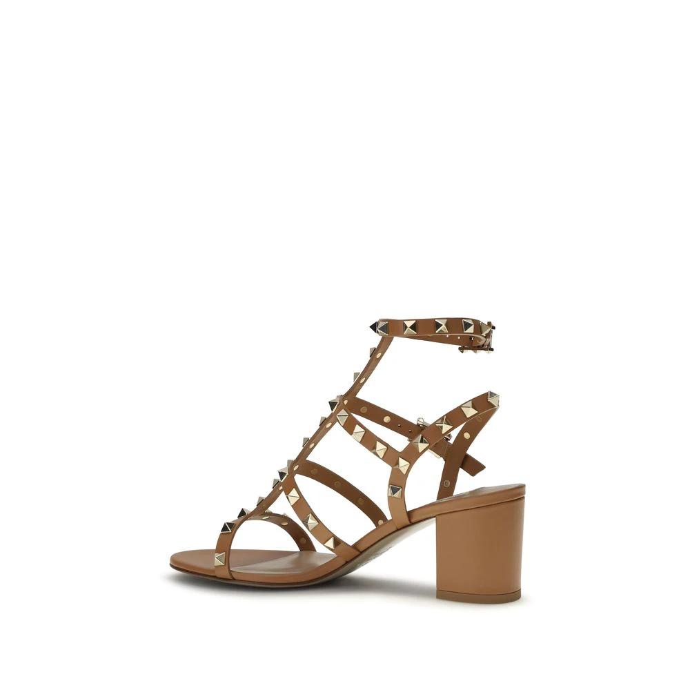 Valentino Garavani Beige Calf Leather Bos Taurus Strap-On Sandals by Valentino Garavani