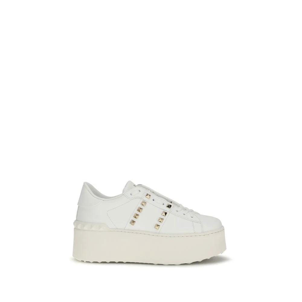 Valentino Garavani White Calf Leather Bos Taurus Platform Sneakers by Valentino Garavani